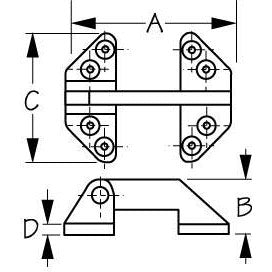 Sea-Dog, Hatch Hinge, Long Reach, Cast 316 Stainless Steel