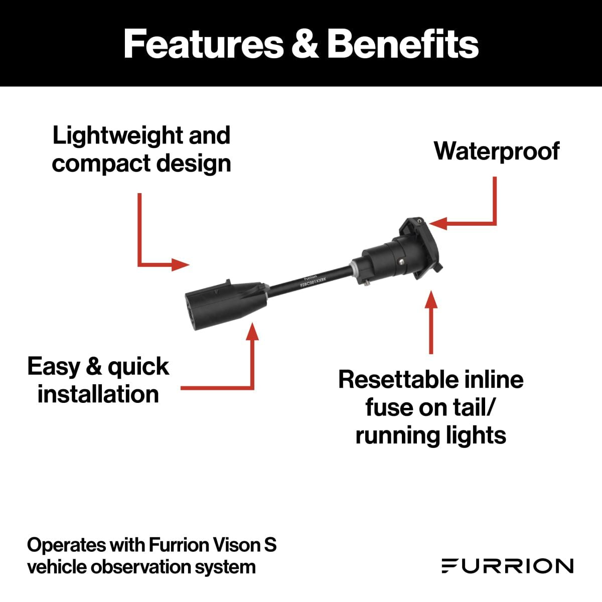 Furrion Vision S® 7-Way Adapter with Power Switch for RV Camera System #F2BC004XXBK
