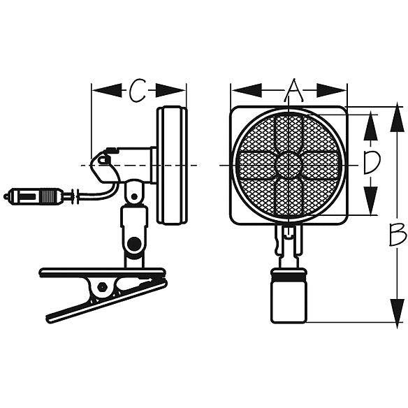 Clamp On Fan w/ Lighter Cigarette Plug