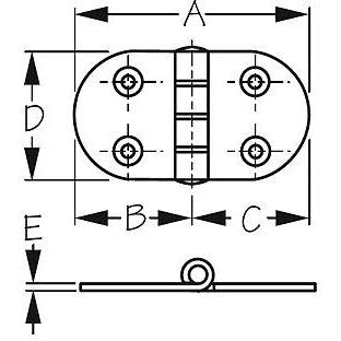 Sea-Dog Round Side Door Hinge, Short (2 Per Pack)