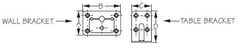 Sea-Dog, Table Brackets, Wall Mount, 2-1/8"