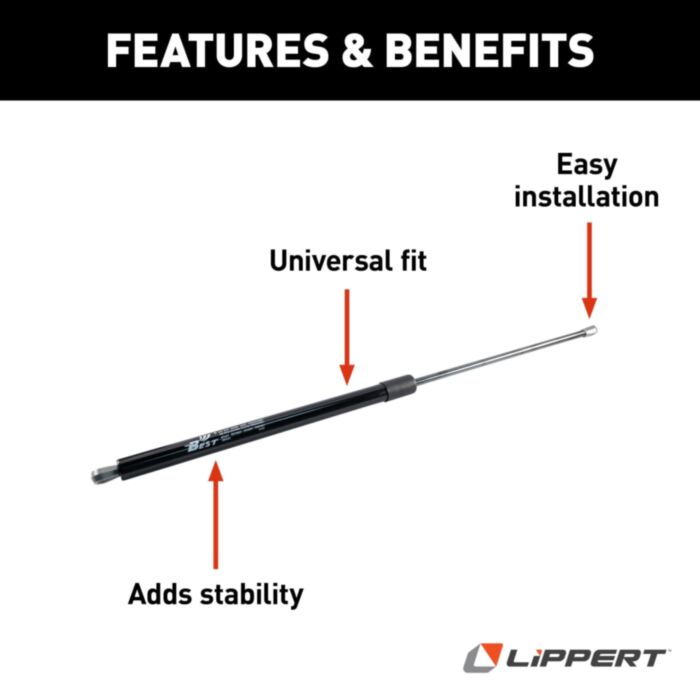 Gas Strut 26", 124 lb For Short And Flat Arms