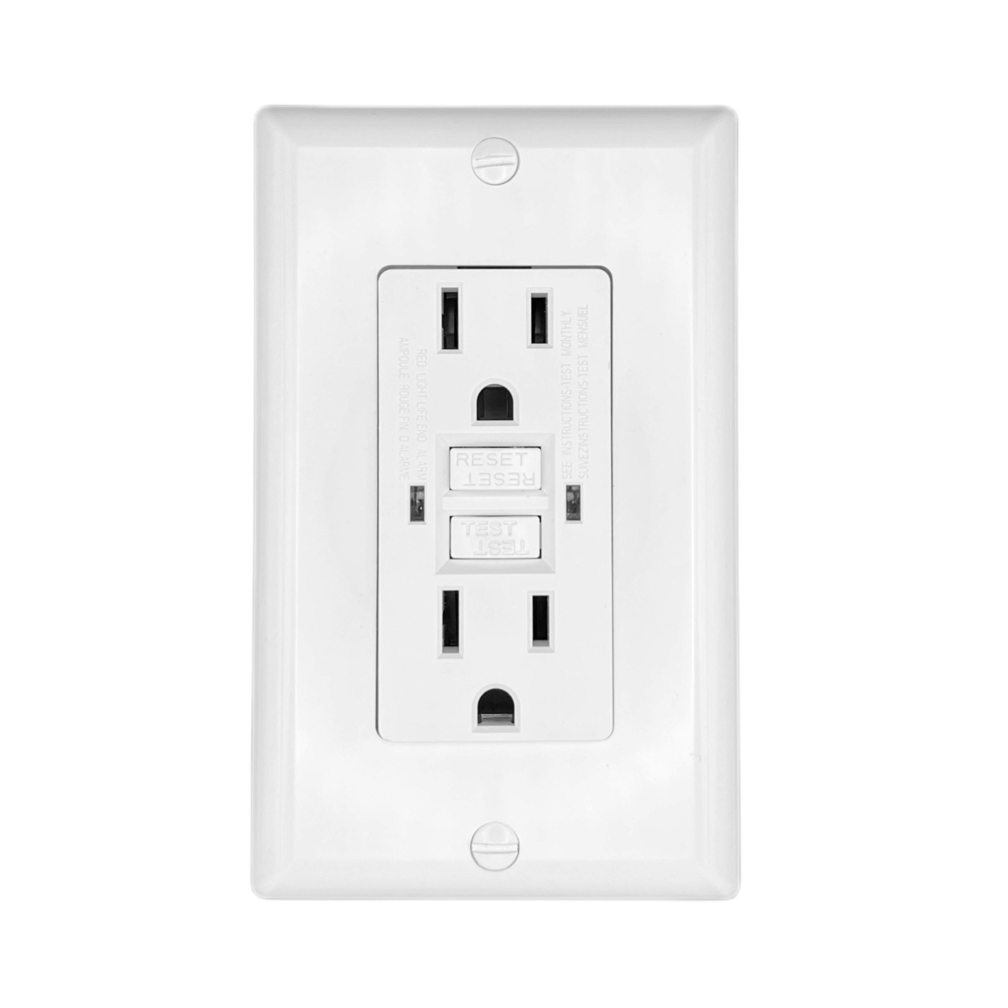 White Dual GFCI Outlet w/Cover-Plate