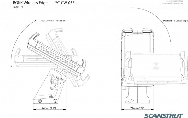 ROKK Edge Wireless Charger with Post Mount, SC-CW-05E