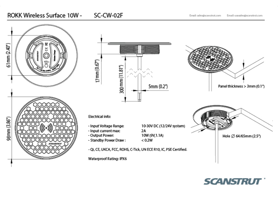 Surface 10W Qi Certified Waterproof Wireless Charger