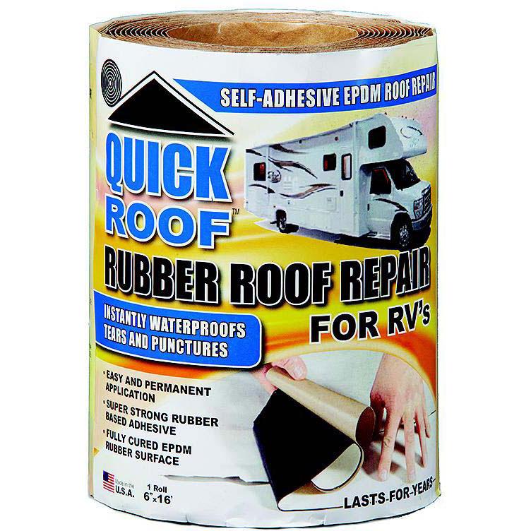 Quick Roof RQR624 Instant Waterproofing For Rubber Roofs, Black Adhesive/White EPDM, 6" x 24"