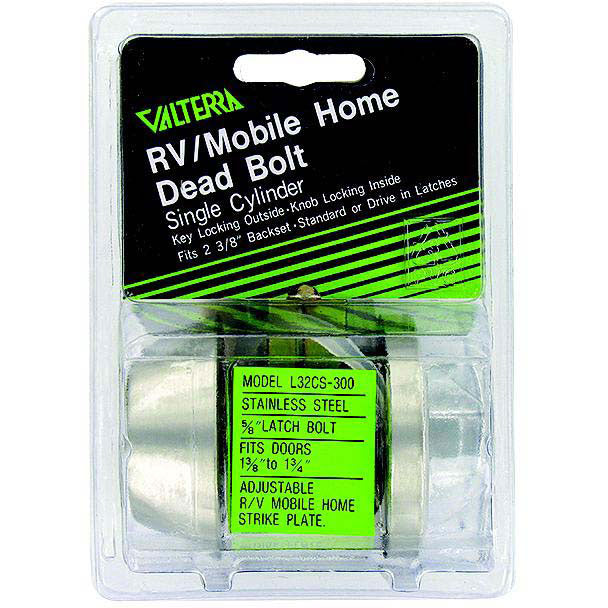 Valterra L32CS3008 Stainless Steel 3 Way Universal Single Cylinder RV Lock Unlock Deadbolt