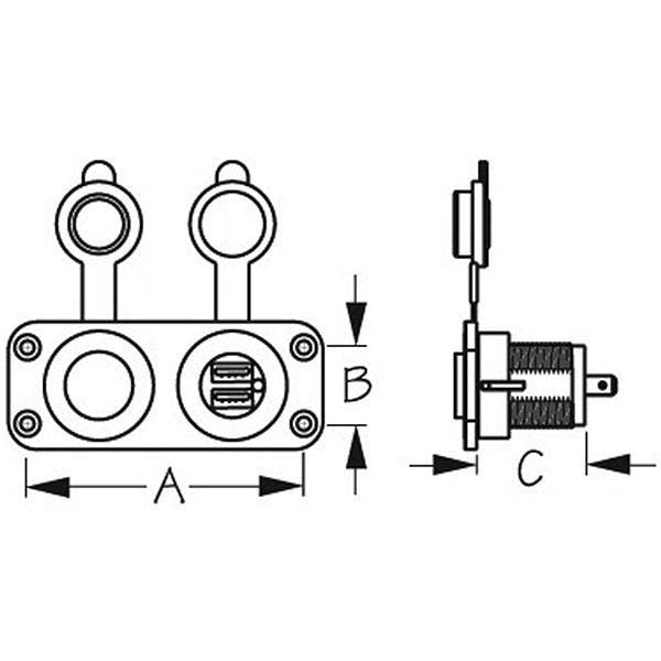 SeaDog 426505 Double USB 12V to 24V Input & Power Socket Panel | Includes Screws & Connectors