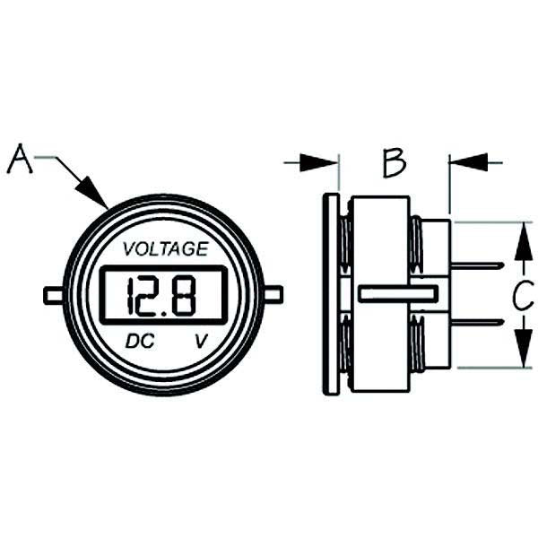 SeaDog 421615 Round Digital 4 to 30 Voltage Meter | Injected Molded Nylon