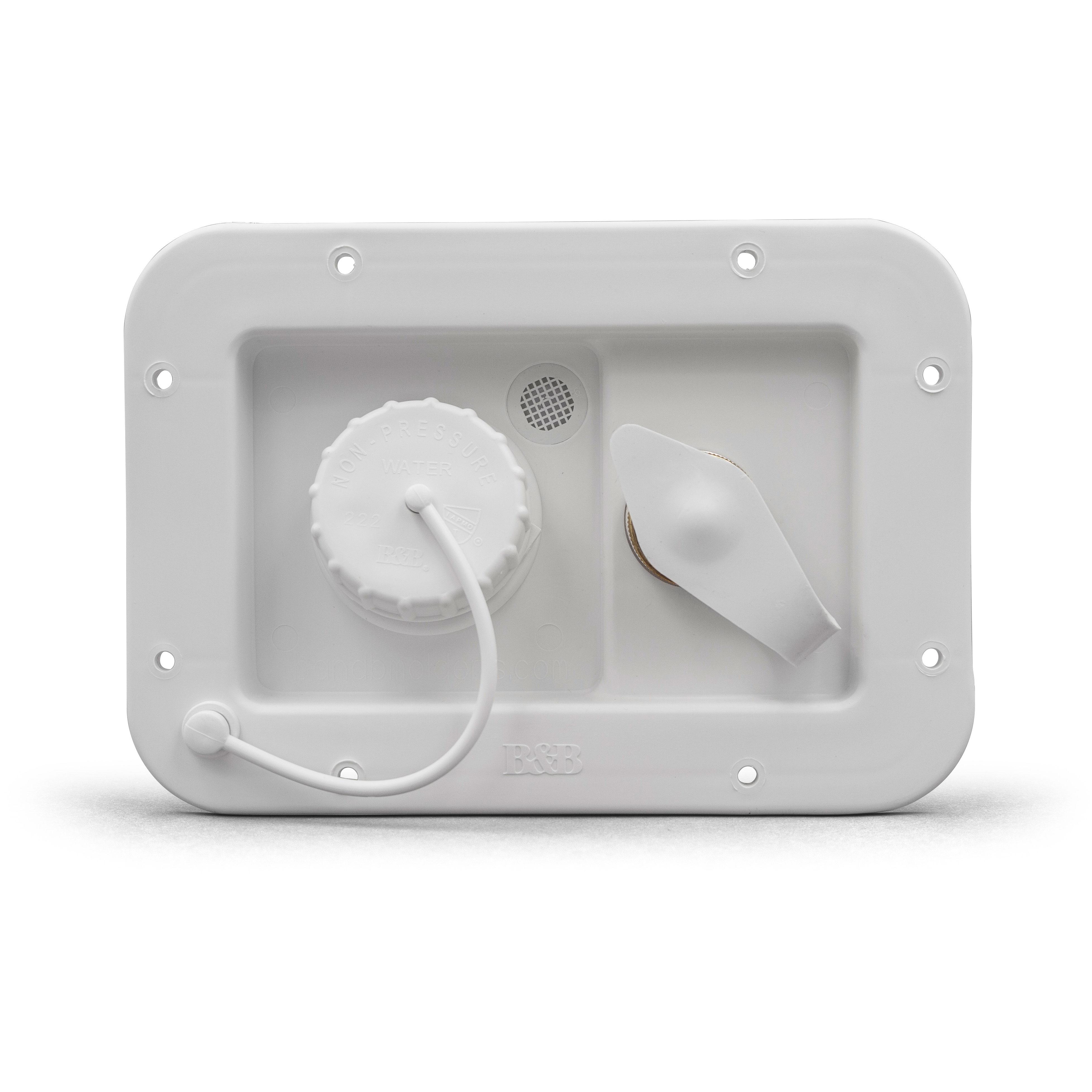 B&B Molders 94224 City/Gravity Dish W/ Brass Check Valve, Polar White