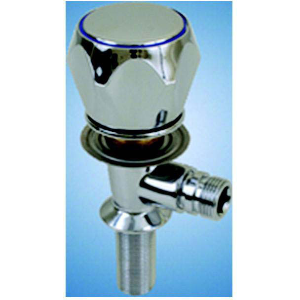 Scandvik 10091 Chrome Plated Brass Compact Cold Water Tap For Shower Control With Chrome Plastic Knob (Bulkhead or Counter Top Mount)