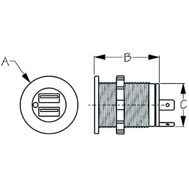 SeaDog 4265151 Double USB 12V - 24V Input Power Socket