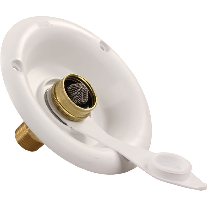 City Water Dish w/Brass Check Valve, Polar White
