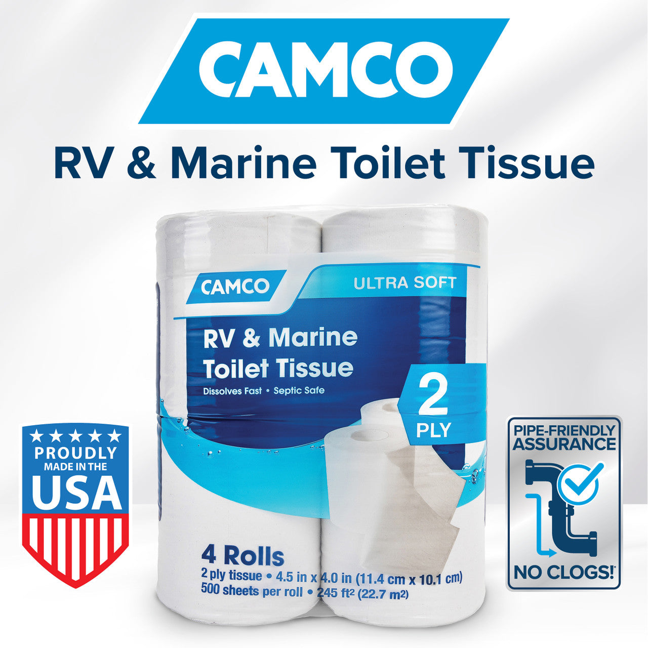 Camco TST 2 Ply Toilet Tissue 4 Rolls