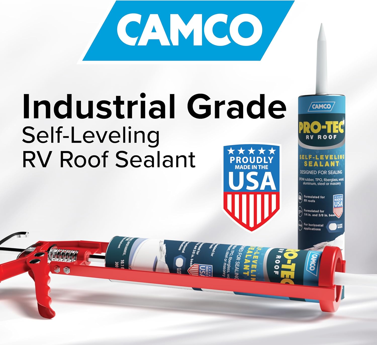 Camco Pro-Tec Self-Leveling RV Roof Sealant, Classic White 10.1 fl oz