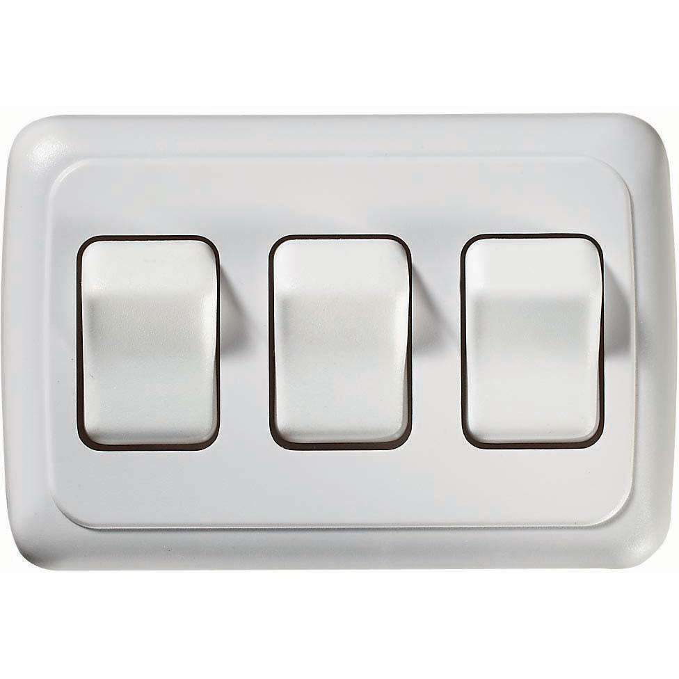 Contoured Sall Switch, Triple, On/Off - SPST - Cut-Out 1-5/8