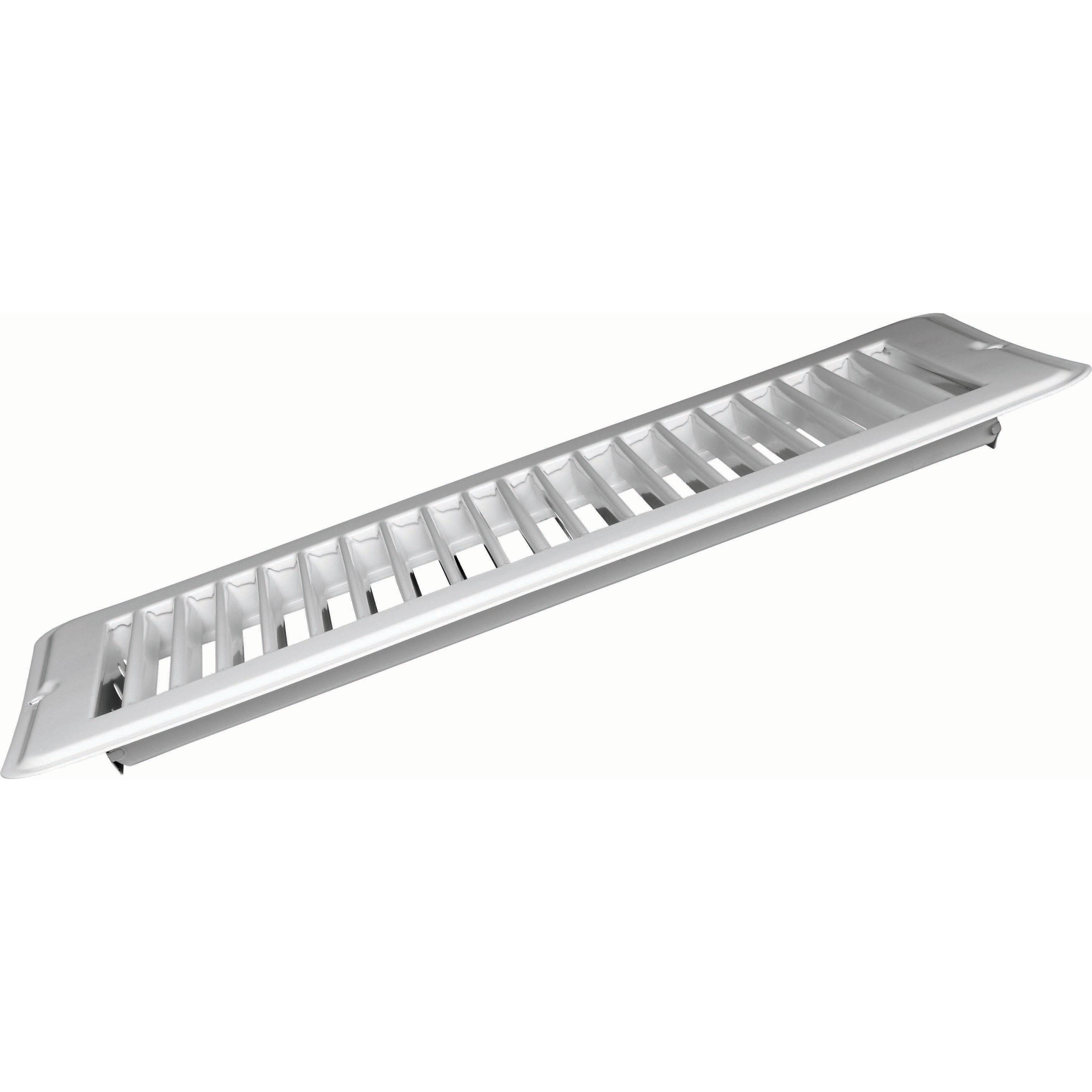 Vent Register, White, Metal, Undamp 4"x10"