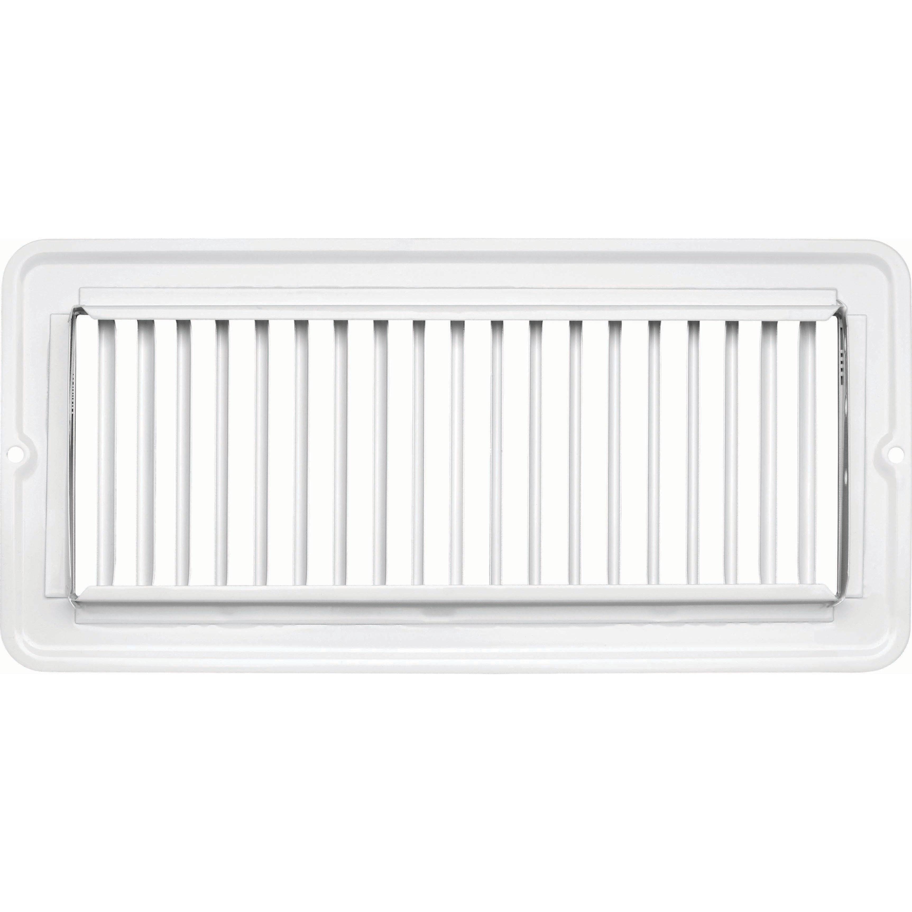 Vent Register, White, Metal, Undamp 4"x10"