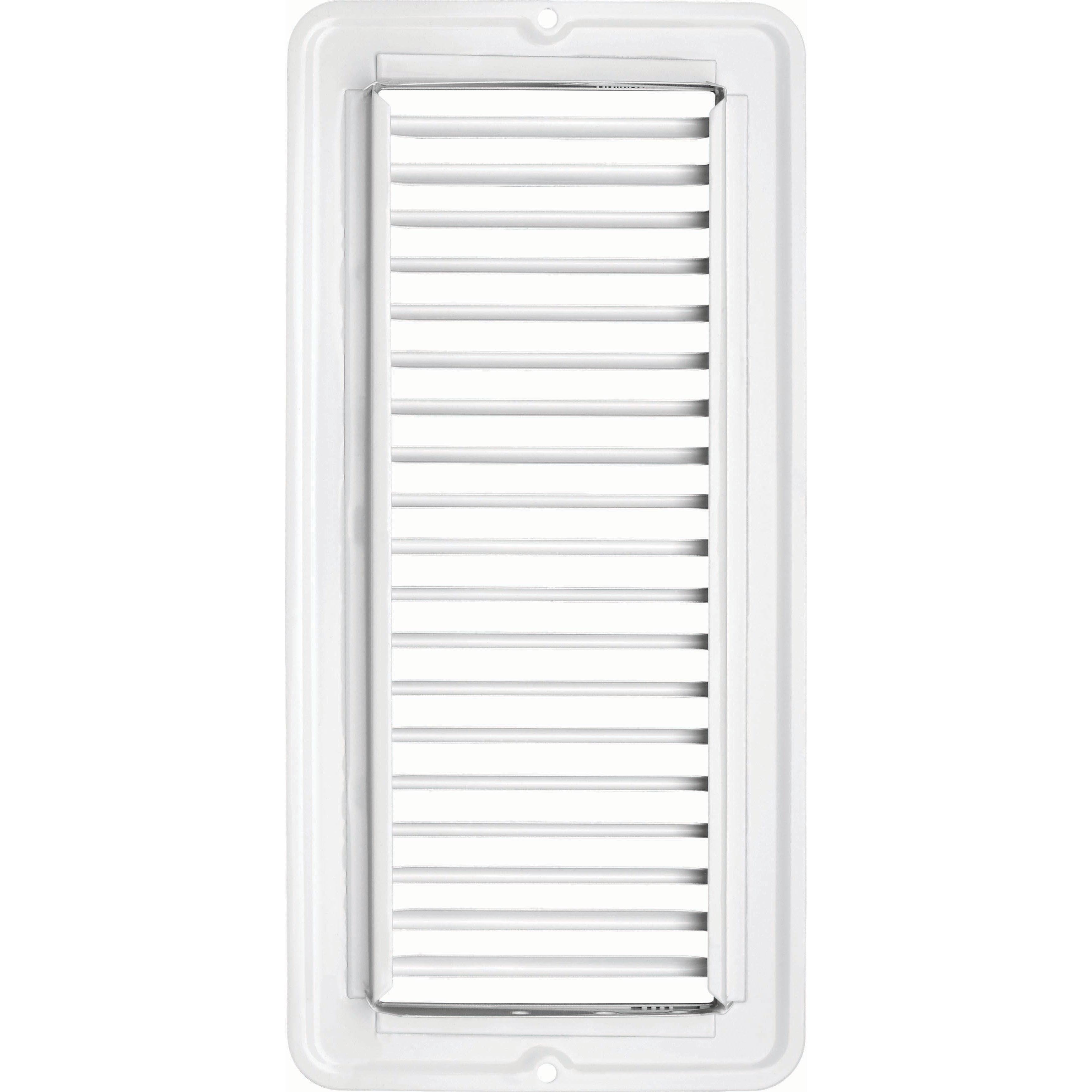Vent Register, White, Metal, Undamp 4"x10"