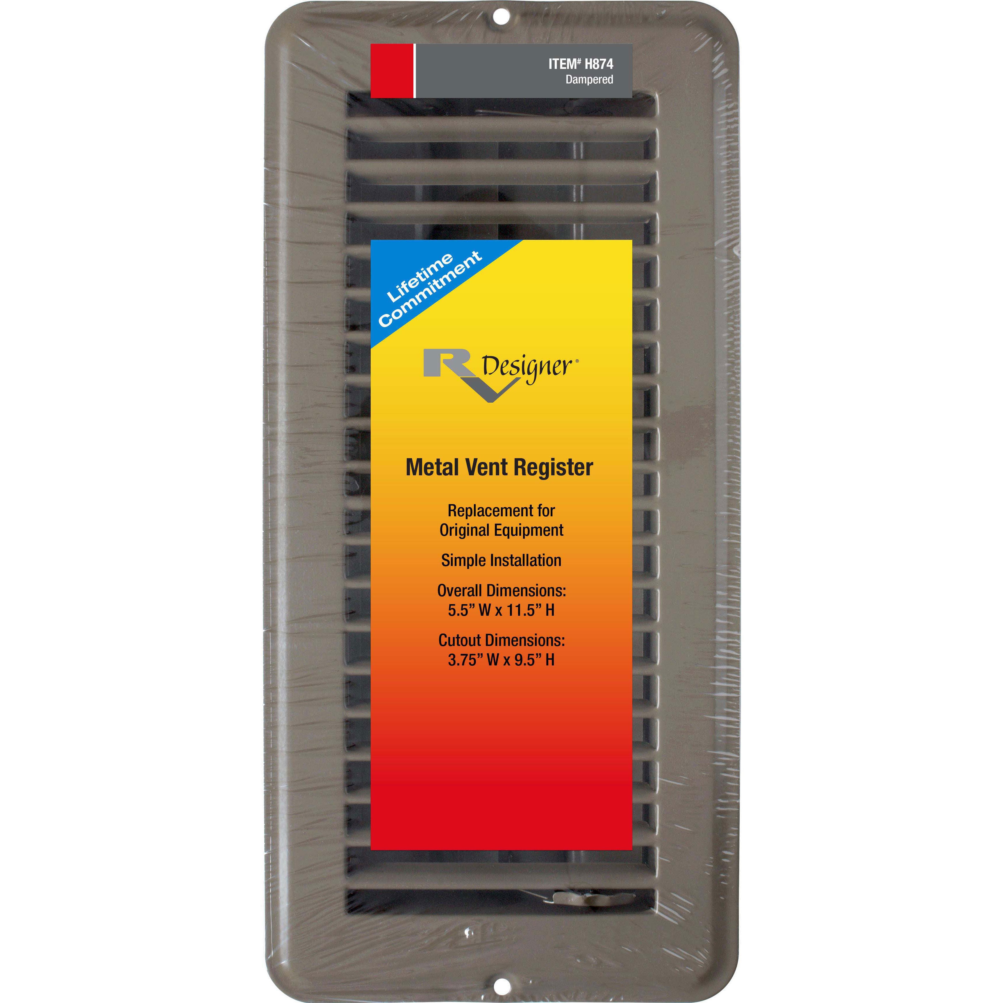 Vent Register, Metal, Damp 4"x10"