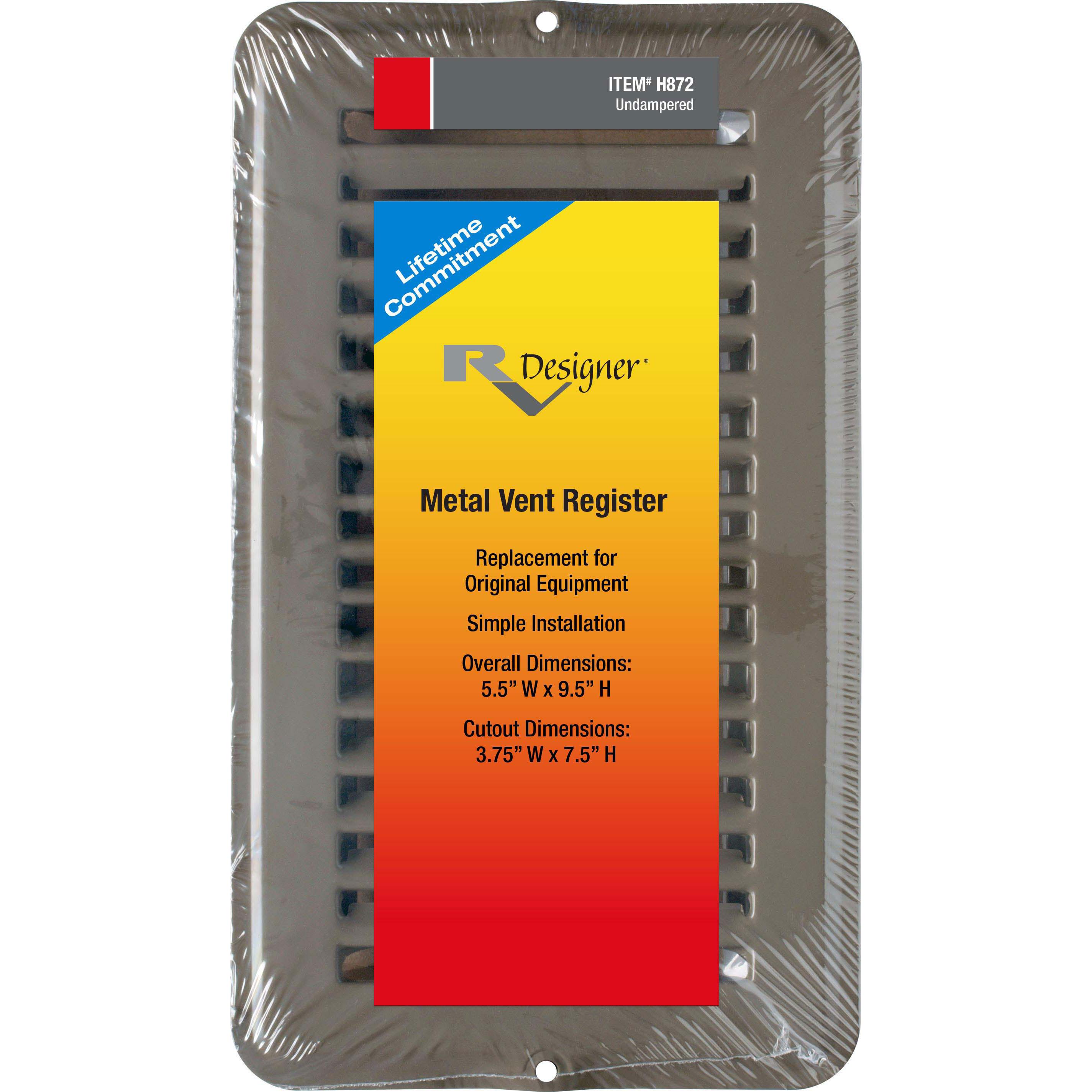 Vent Register, Tan, Metal, Undamp 4"x8"