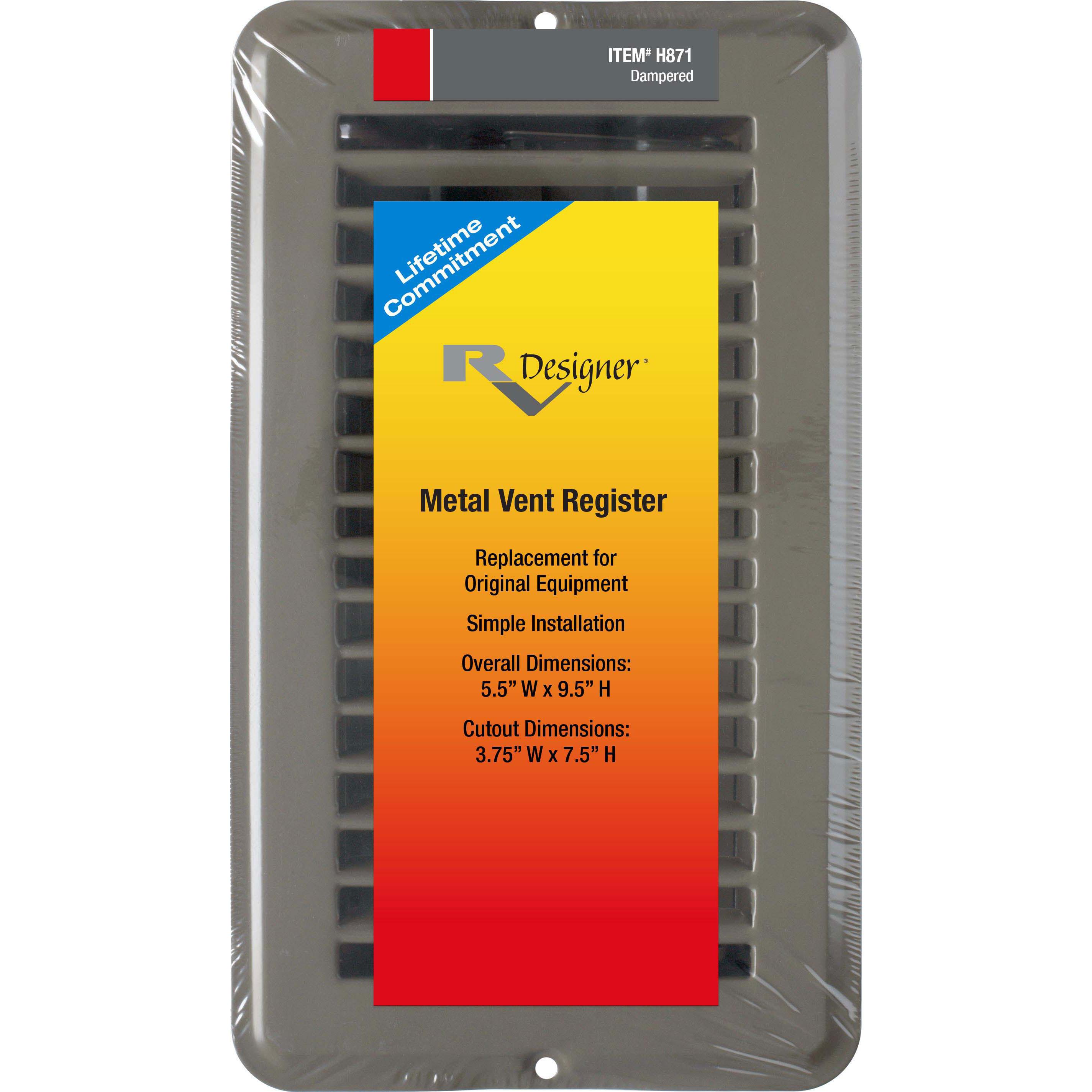 Vent Register, Tan, Metal, Damp 4"x8"