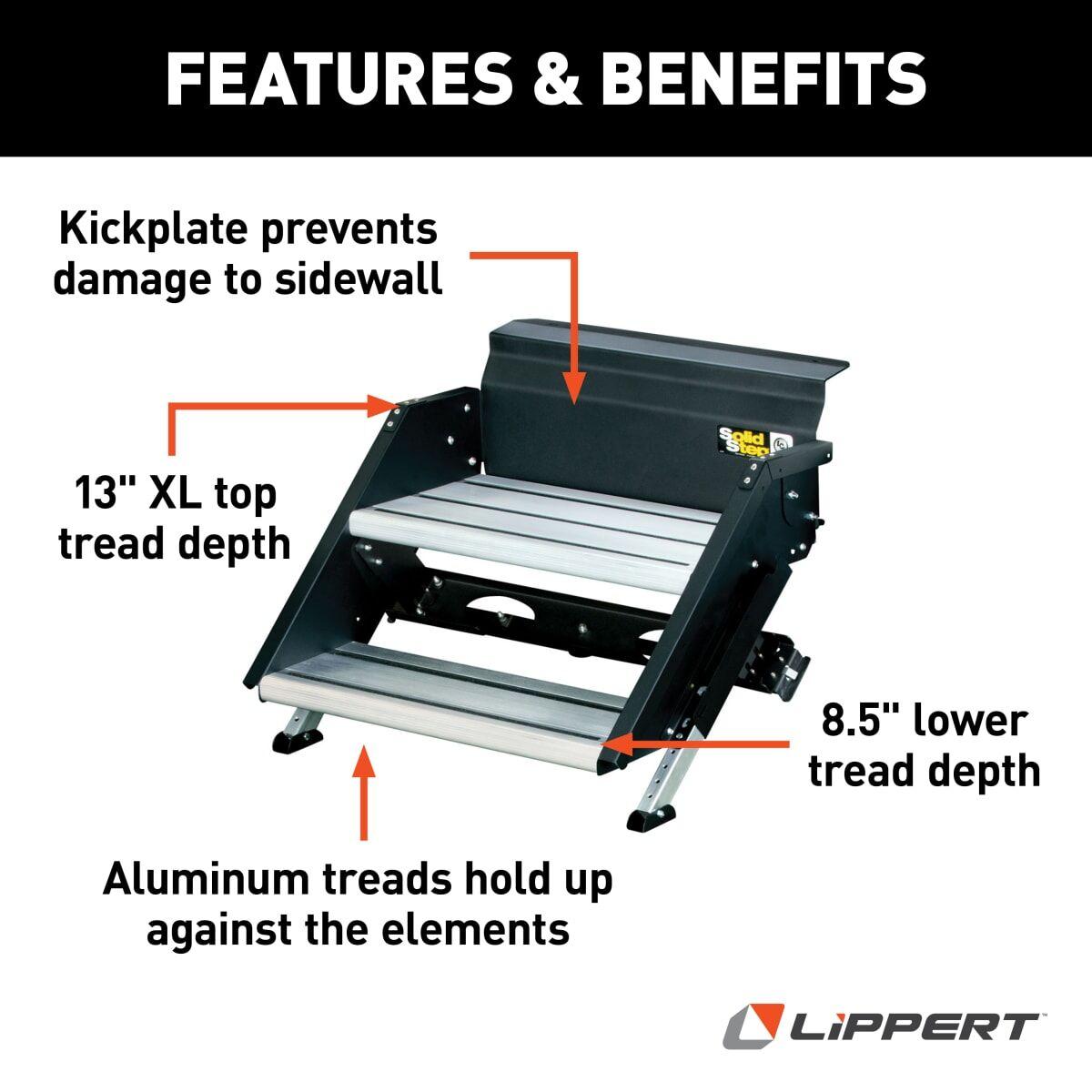 Lippert Solid Step Premium RV Steps - 26" Double