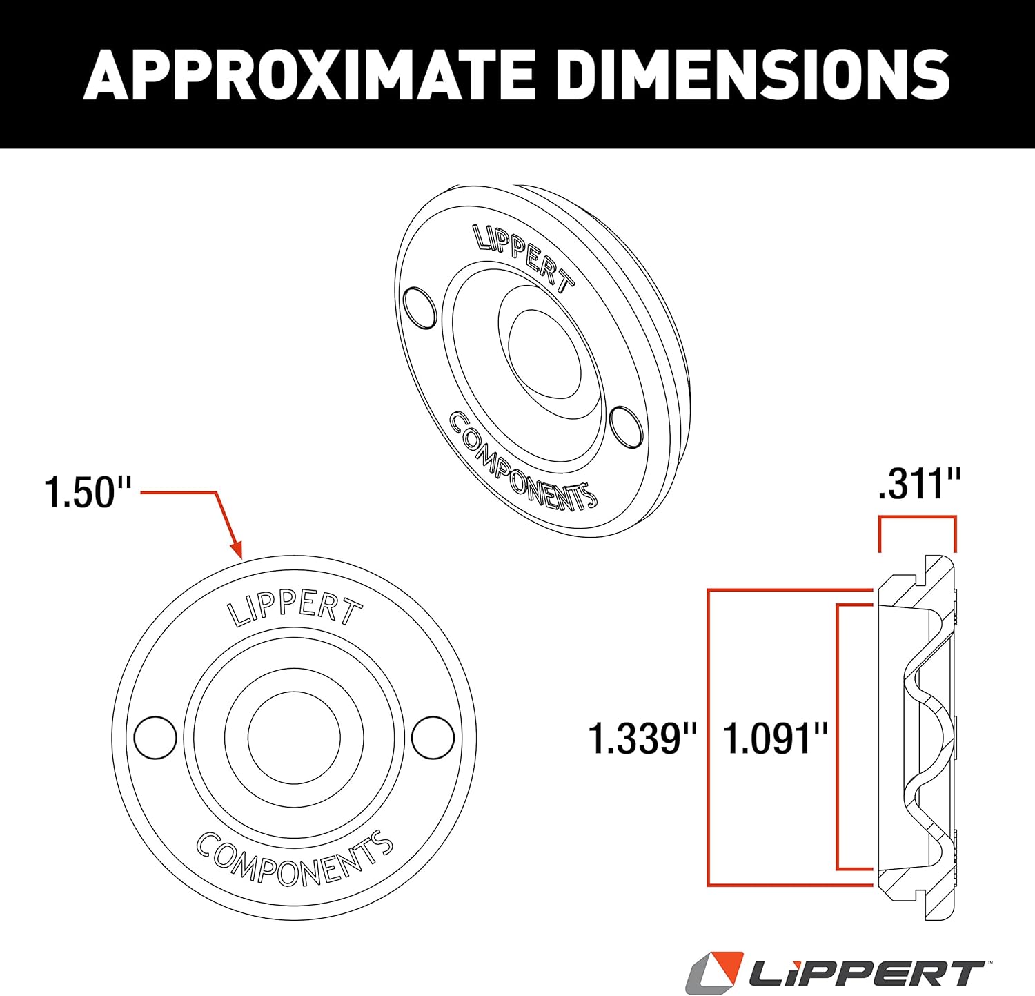 Lippert Universal Rubber Insert for Axle Hub Dust Cap - 2,000-8,000-lb. Axles #122065