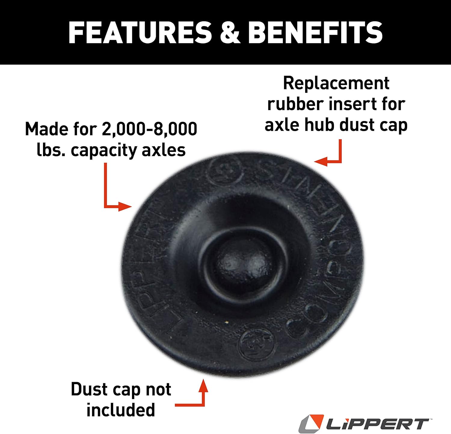 Lippert Universal Rubber Insert for Axle Hub Dust Cap - 2,000-8,000-lb. Axles #122065