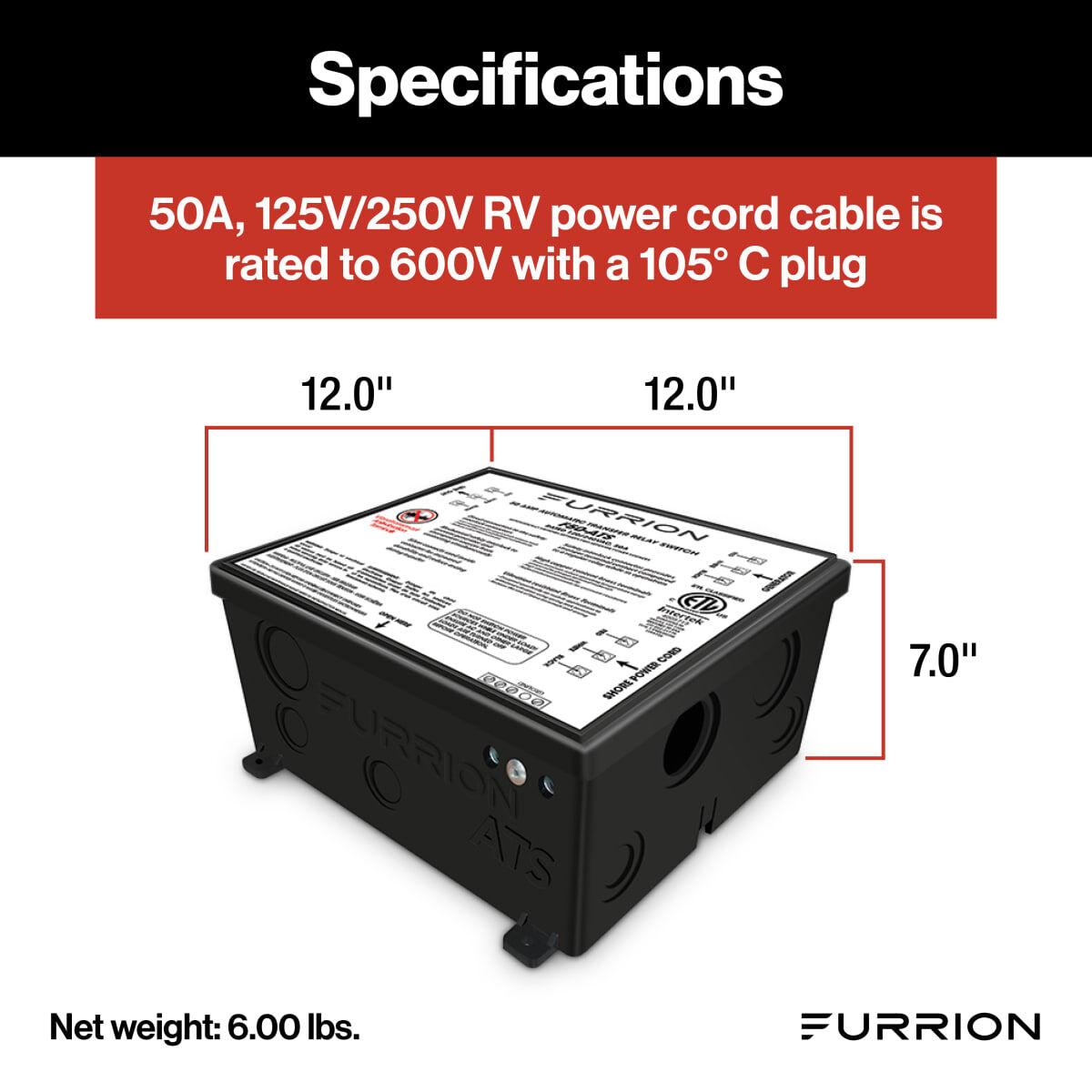 Furrion Transfer Switch - 50A, 125/250V #F50-ATS