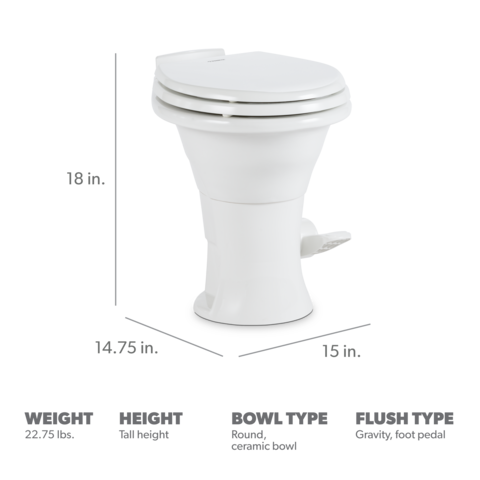 Dometic 310 Series Toilet w/o Sprayer, Standard Height