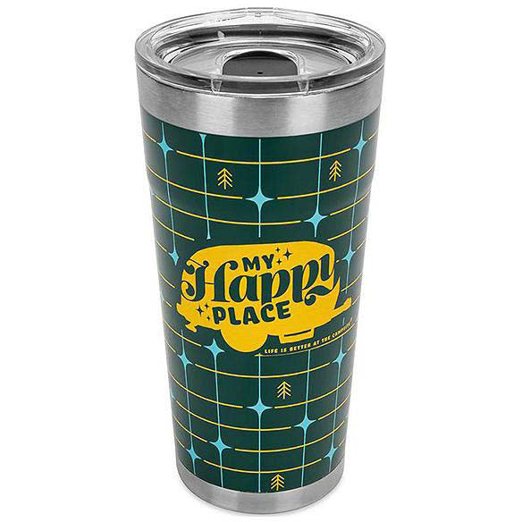 Shop for Camco 53325 My Happy Place Tumbler, 20 oz., Green Gridby Camco: 53325